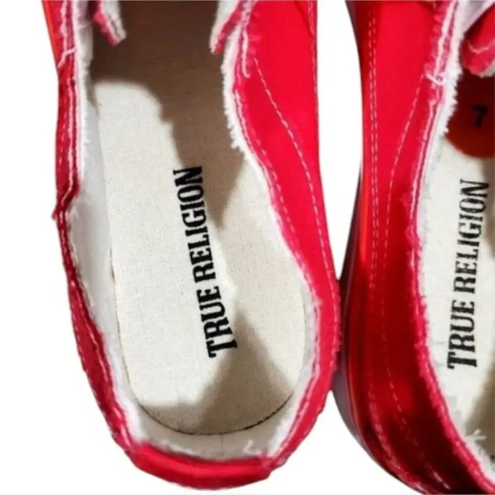 True Religion‎ Korey Hot Pink Canvas Slip On Sneakers Shoes Women's Size 7